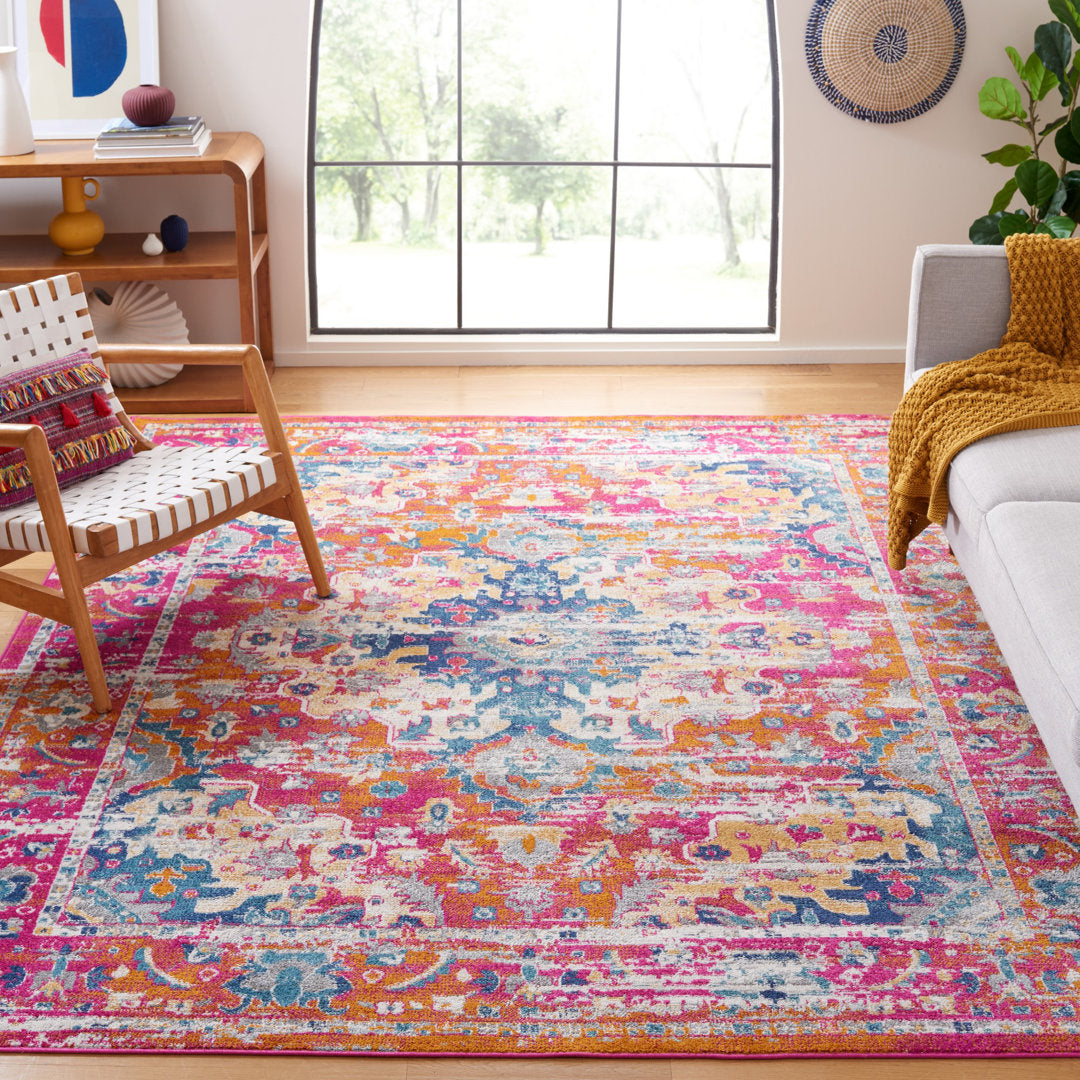 Felty 154 Area Rug In Fuchsia / Gold Langley Street® Rug Size: Rectangle 8' x 10'