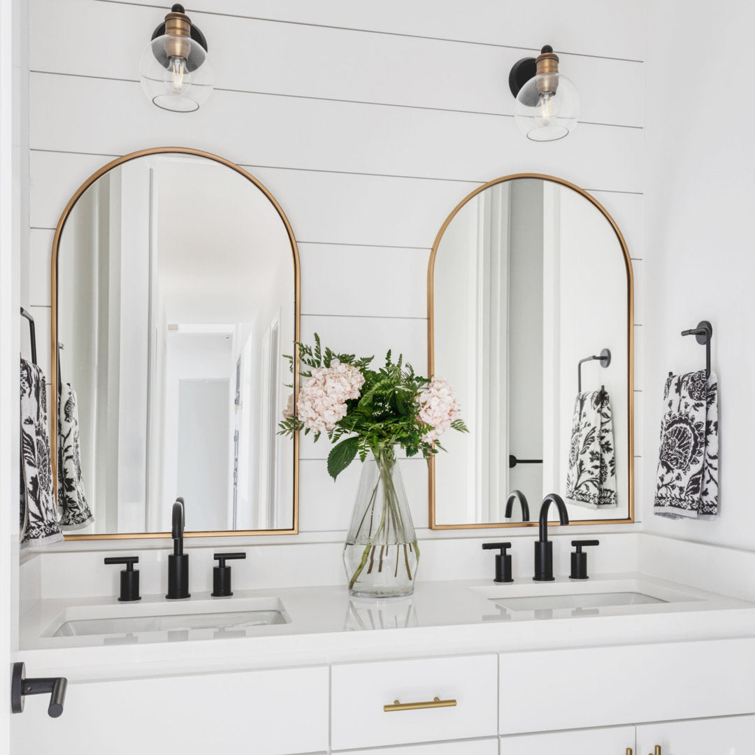 Arch Metal Arched Wall Mirror (Set of 2) Latitude Run® Size: 36'' x 24'' Finish: Gold