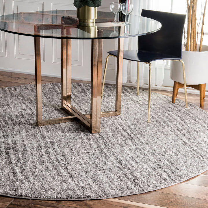 Artimas Abstract Transitional Performance Gray Rug Ebern Designs Rug Size: Round 4'