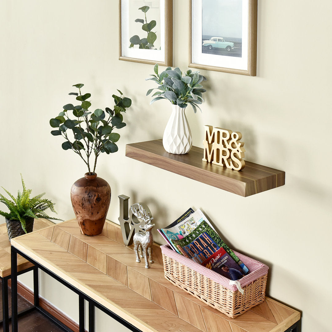 Bovina Floating Shelf Winston Porter Size: 2" H x 24" W x 9.25" D Finish: Walnut