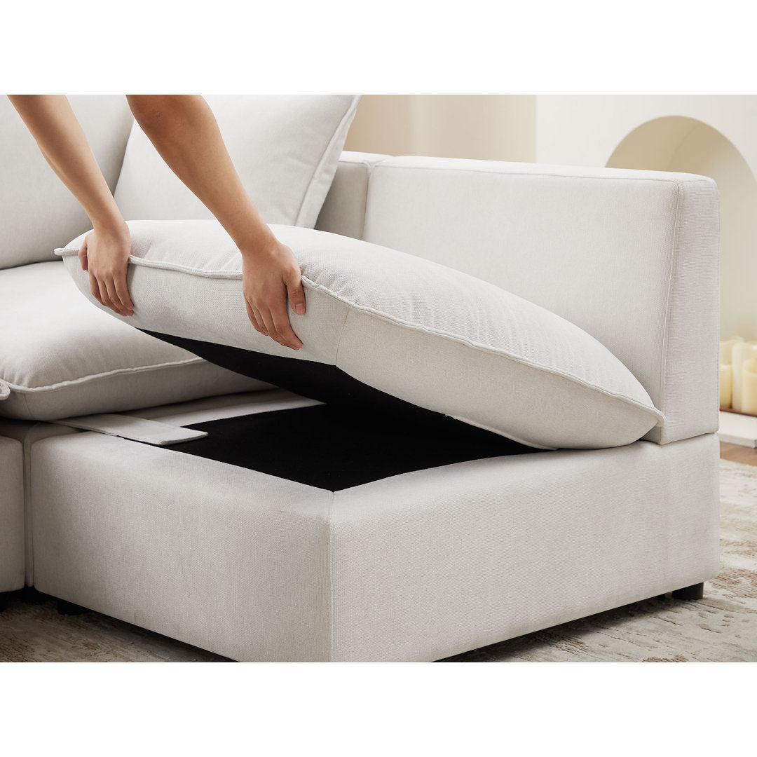 Rayners 5 - Piece Upholstered Sectional Latitude Run® Fabric: Beige 100% Polyester