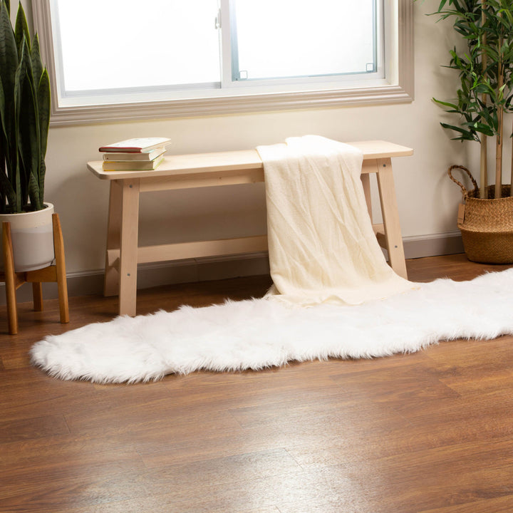 Diller White Faux Sheepskin Fur Machine Washable Shag Fluffy Area Rug Willa Arlo™ Interiors Rug Size: Runner 2' x 6'