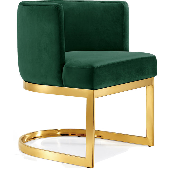 Barnier Wingback Arm Chair Everly Quinn Upholstery Color: Green, Leg Color: Gold