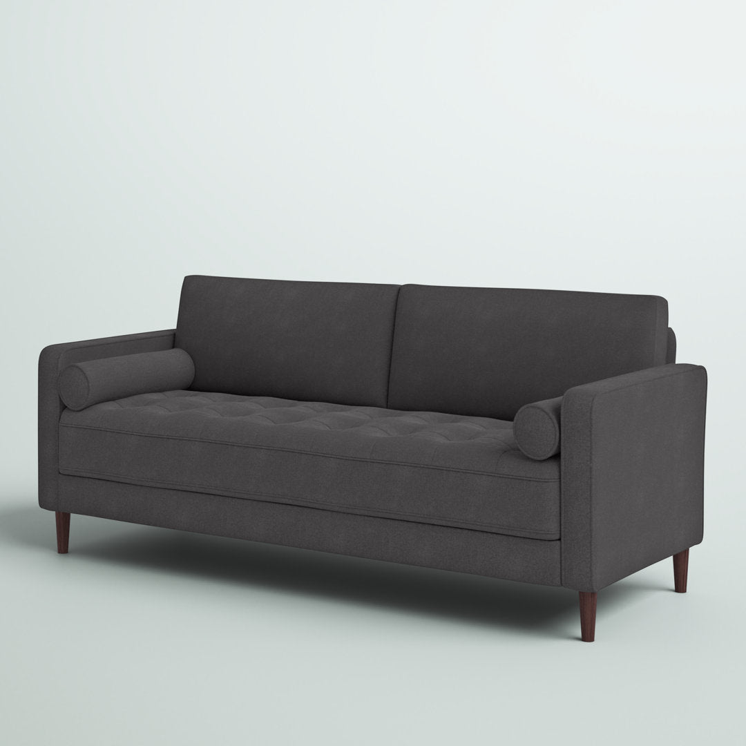 Garren 75.6'' Square Arm Tufted Sofa Mercury Row® Fabric: Heather Grey Linen