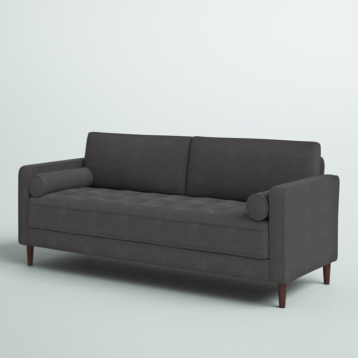 Garren 75.6'' Square Arm Tufted Sofa Mercury Row® Fabric: Heather Grey Linen