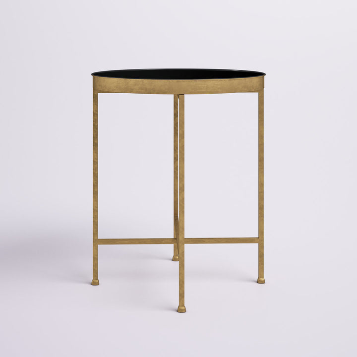 Ekta Tray Top Cross Legs End Table Willa Arlo™ Interiors Table Base Color: Gold, Table Top Color: Black