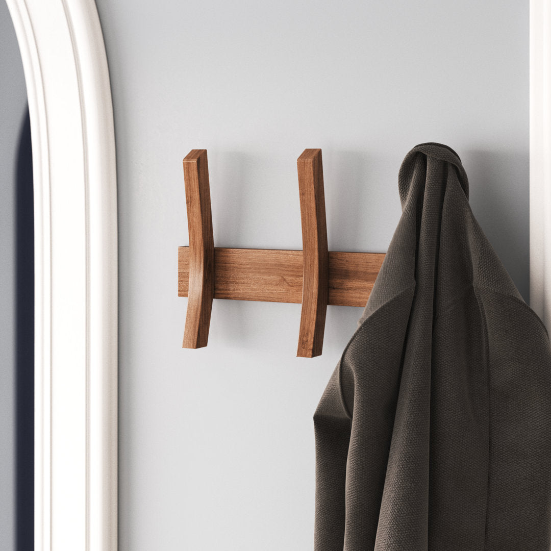Algarin Mid Century Coat Rack With 3 Wooden Hooks - Black Wade Logan® Color: Walnut