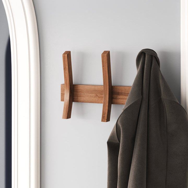 Algarin Mid Century Coat Rack With 3 Wooden Hooks - Black Wade Logan® Color: Walnut