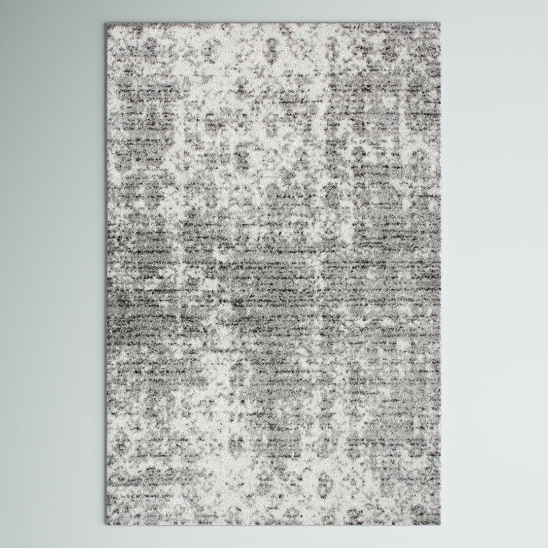Deedra Modern Abstract Power Loom Performance Gray/White Rug 17 Stories Rug Size: Rectangle 10' x 14'