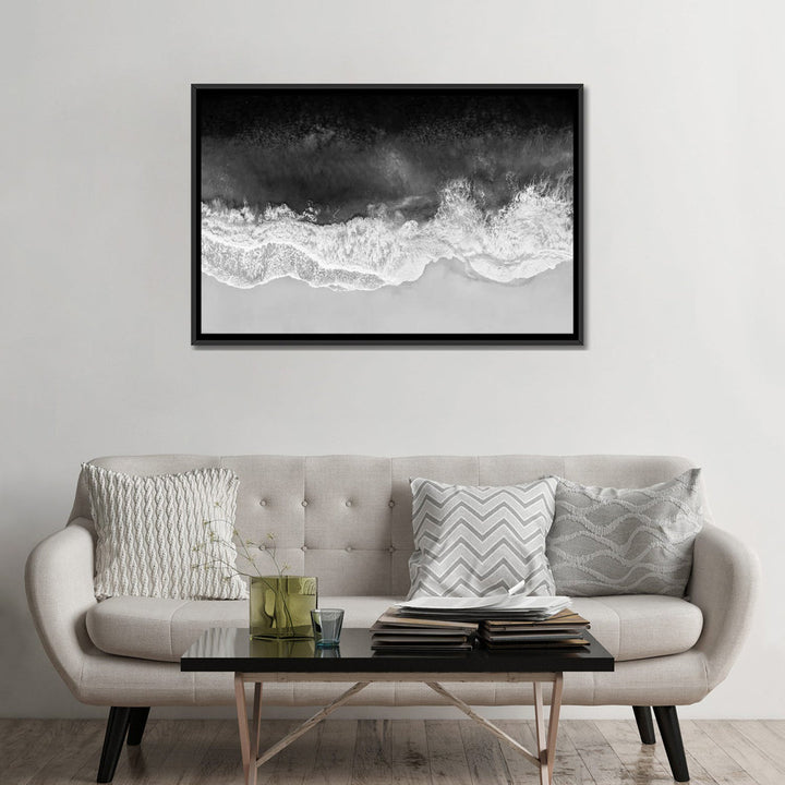 Waves in Black, Gray and White by Maggie Olsen Mercury Row® Size: 32" H x 48" W x 1.5" D Format: Black Framed Canvas