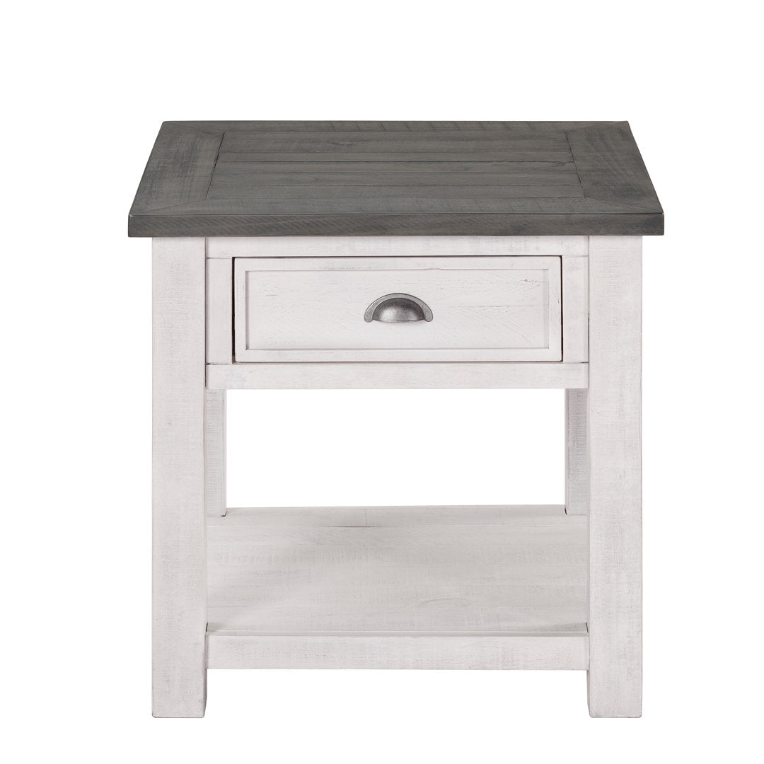 Holliman End Table with Storage Lark Manor™ Color: White/Gray