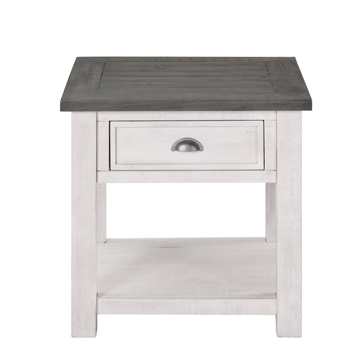 Holliman End Table with Storage Lark Manor™ Color: White/Gray