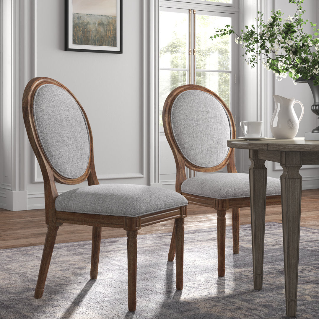 Libretto Linen Upholstered Side Chair (Set of 2) Kelly Clarkson Home Leg Color: Brown, Color: Gray Linen