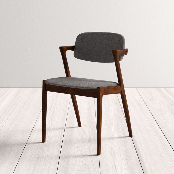 Artresha Upholstered Arm Chair (Set of 2) Wade Logan® Leg Color: Dark Walnut, Color: Fabric Taupe Gray
