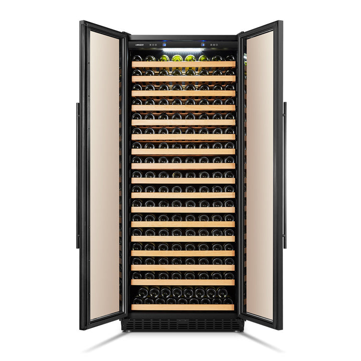Lanbopro Black Single Zone Wine Cooler Glass French-Door 257 Bottle Capacity Lanbopro