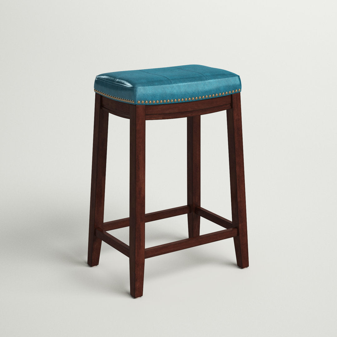 Arlyce Counter & Bar Solid Wood Backless Stool with Upholstered Seat Lark Manor™ Seat Height: Counter Stool (26.5" Seat Height)
