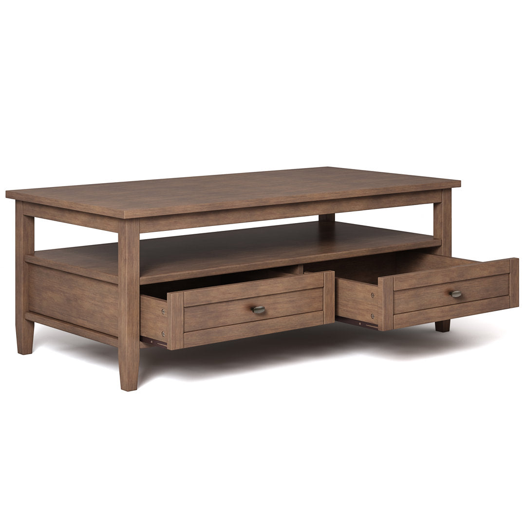 Warm Shaker SOLID WOOD 48 inch Wide Rectangle Transitional Coffee Table Simpli Home Color: Rustic Natural Aged Brown