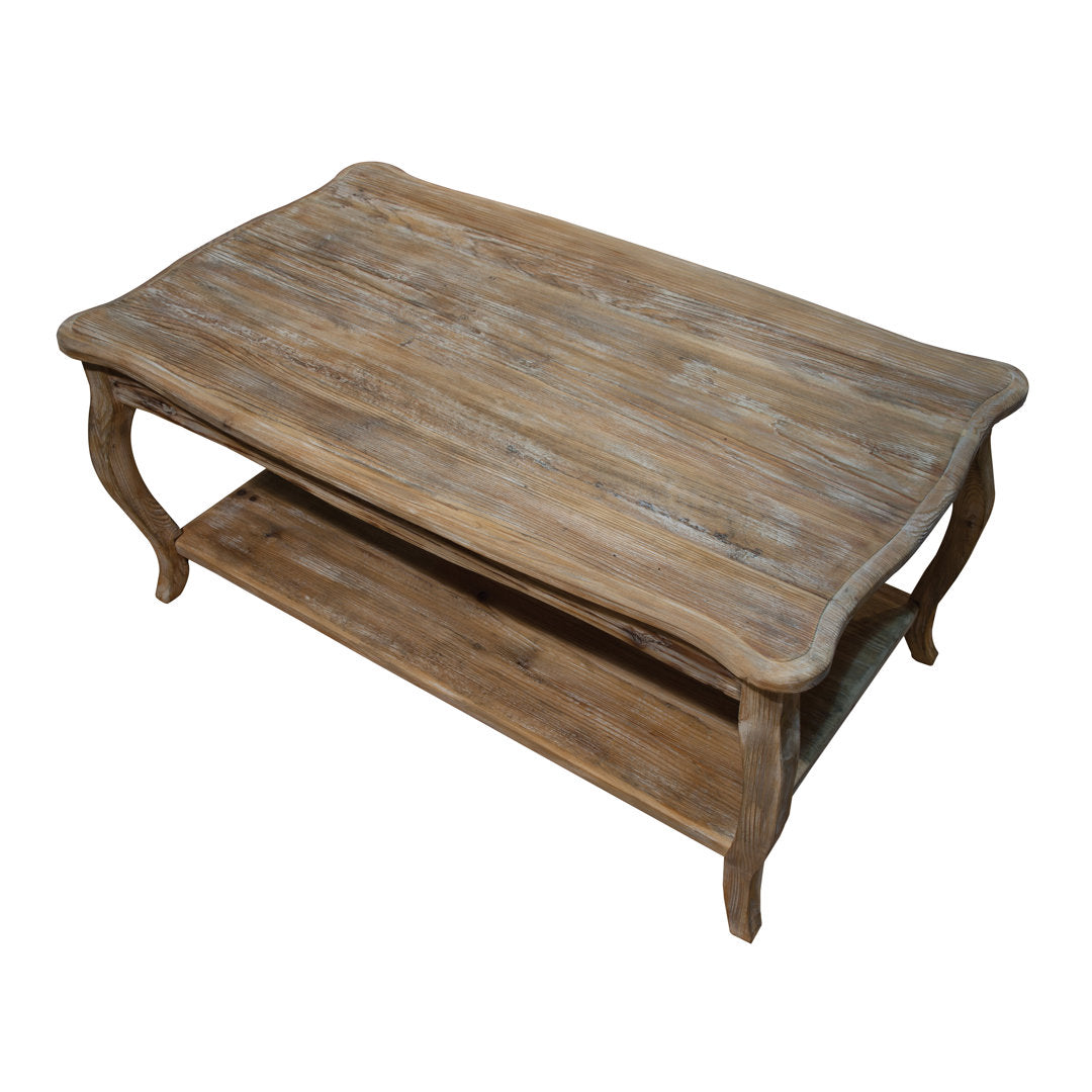 Deborah 42" Wide Rustic Industrial Antique Wooden Rectangular Coffee Table With 1 Shelf Kelly Clarkson Home