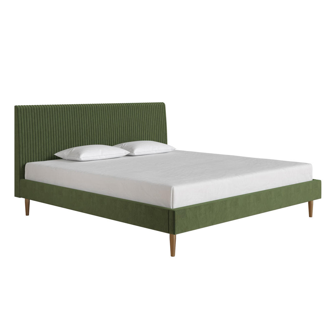 Daphne Upholstered Low Profile Platform Bed Mr. Kate Color: Olive Green Velvet Size: King