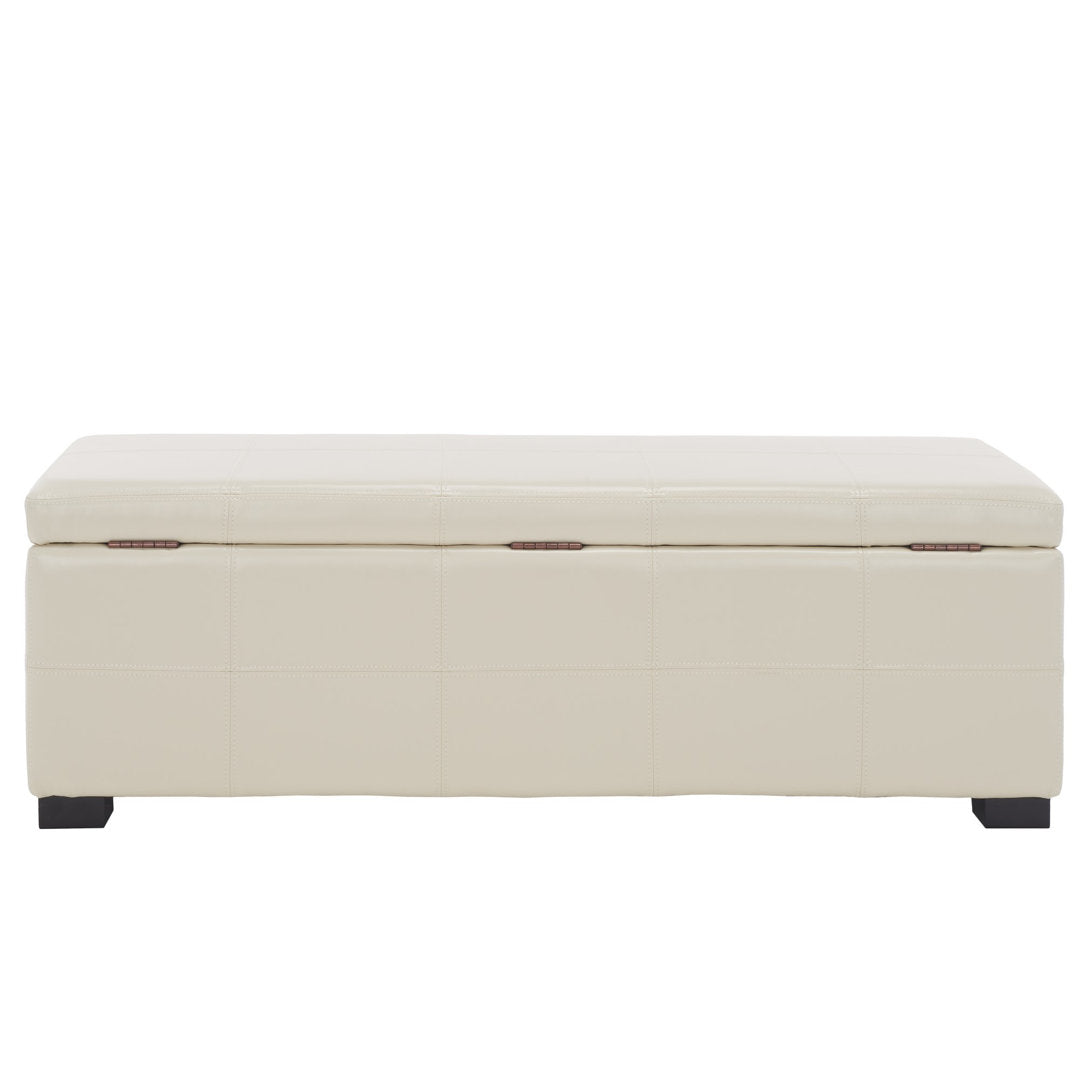 Maiden Upholstered Flip Top Storage Bench Latitude Run® Color: Flat Cream Faux Leather
