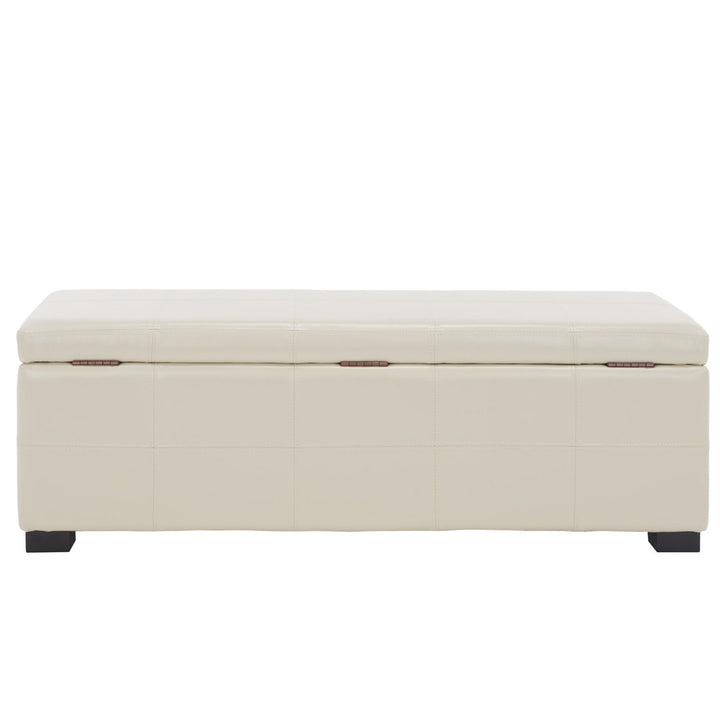 Maiden Upholstered Flip Top Storage Bench Latitude Run® Color: Flat Cream Faux Leather