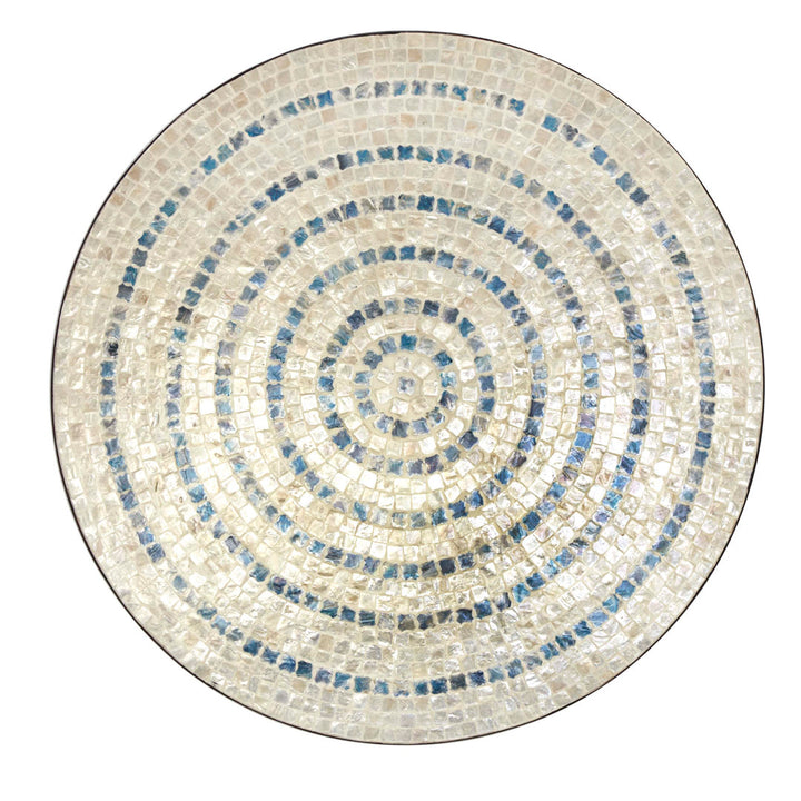 Mother of Pearl Shell Handmade Mosaic Plate Home Wall Decor with Blue Accents Dakota Fields