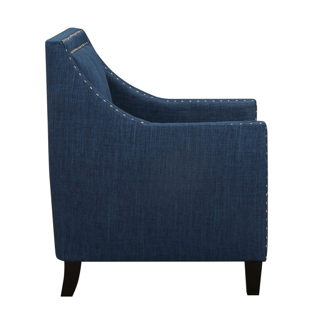 Hilga Erica Accent Armchair With Chrome Nailhead Trim Winston Porter Fabric: Blue Polyester Blend