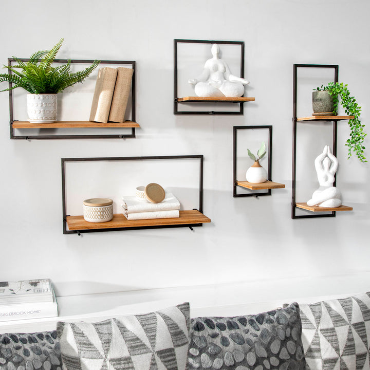 Modern Set of 3 Metal and Wood Storage Shelves (Set of 5) Latitude Run®