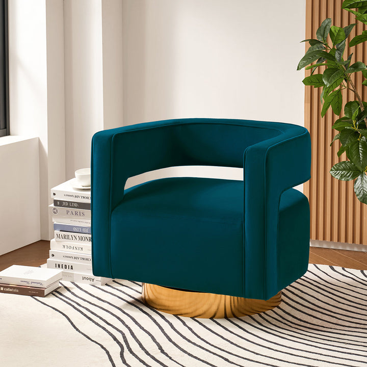 Aysha Velvet Swivel Barrel Chair Willa Arlo™ Interiors Fabric: Teal Velvet
