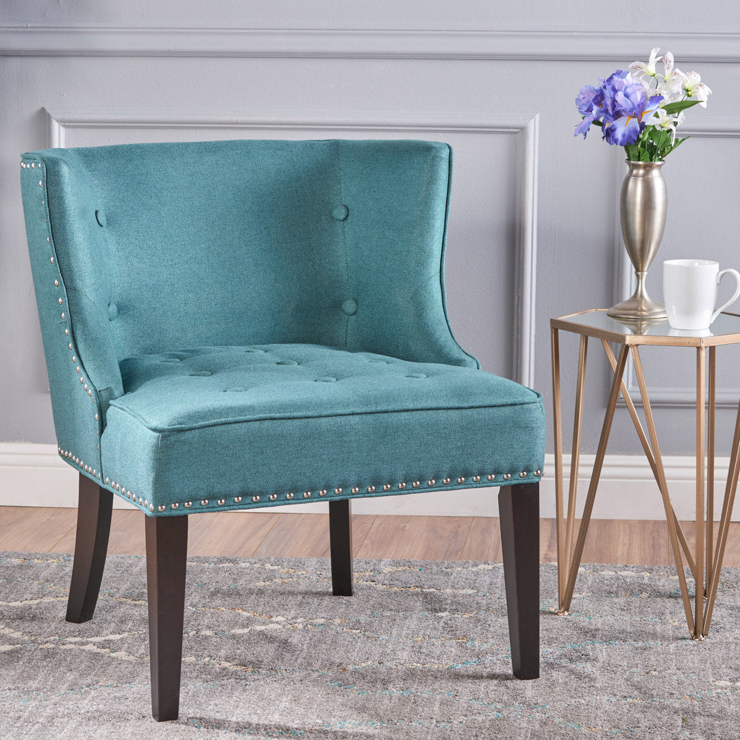 Staas 71.12Cm Wide Tufted Polyester Wingback Chair Charlton Home® Fabric: Dark Teal 100% Polyester