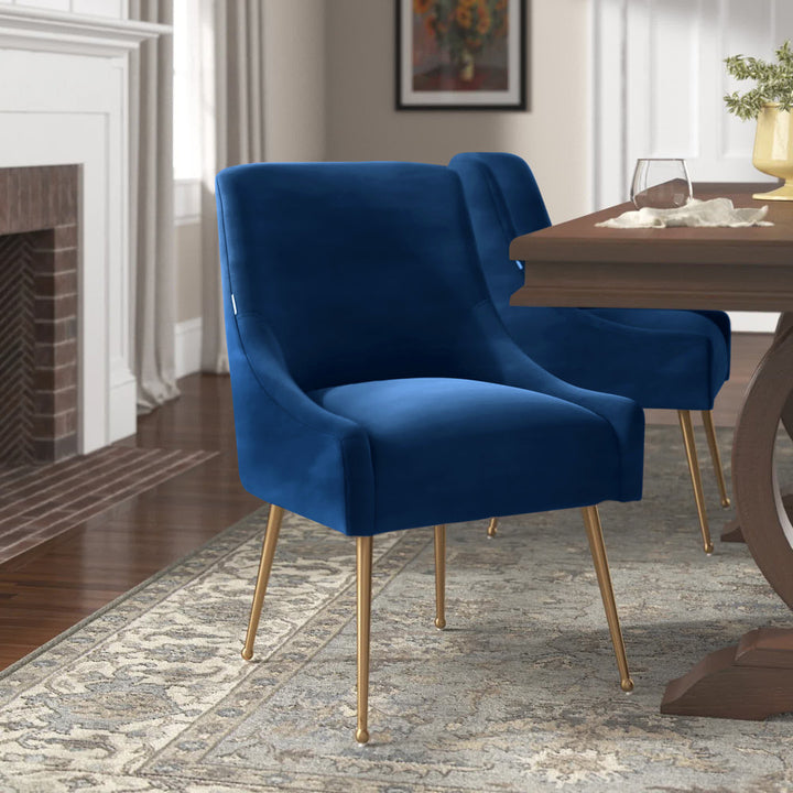 Magallanes Velvet Upholstered Side Chair (Set of 2) Willa Arlo™ Interiors Upholstery Color: Navy