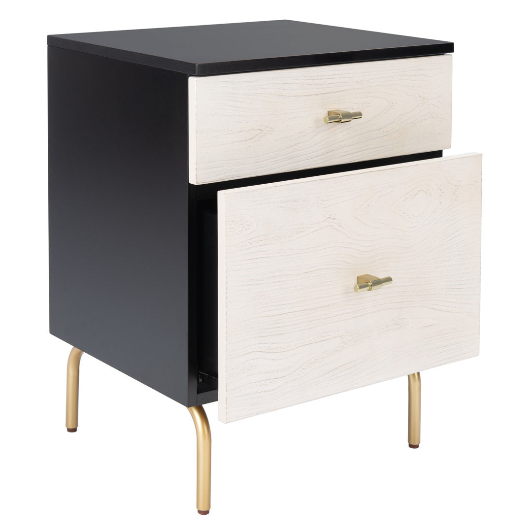 Linaris 2 - Drawer Nightstand Ivy Bronx Color: Black/White Washed