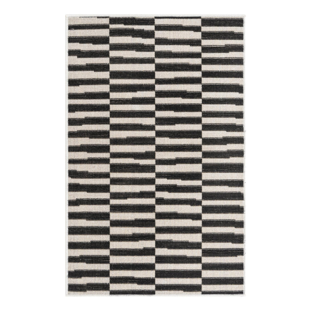 Arzilla Striped Ivory/Black Area Rug Wade Logan® Rug Size: Rectangle 2'2" x 3'1"