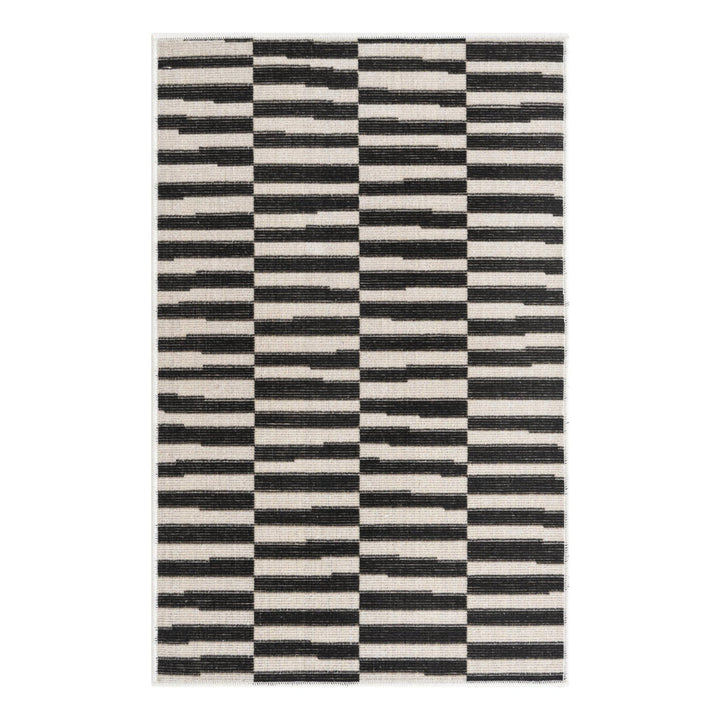 Arzilla Striped Ivory/Black Area Rug Wade Logan® Rug Size: Rectangle 2'2" x 3'1"