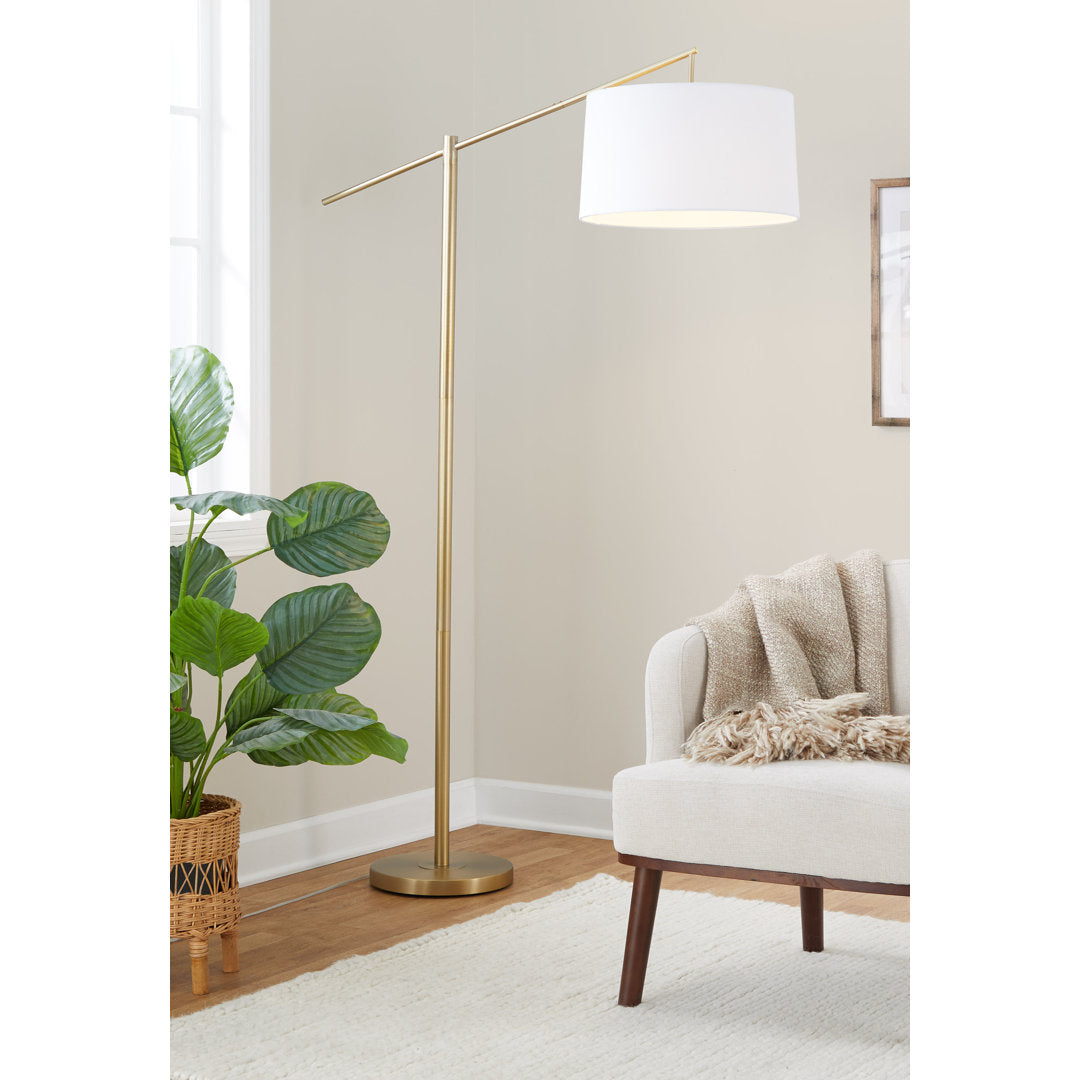 Dyanne 69" Task/Reading Floor Lamp Etta Avenue™ Shade Color: White Base Finish: Plated Gold