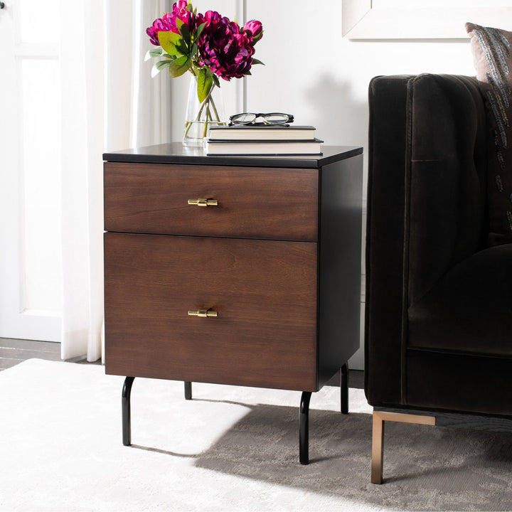 Linaris 2 - Drawer Nightstand Ivy Bronx Color: Walnut/Black
