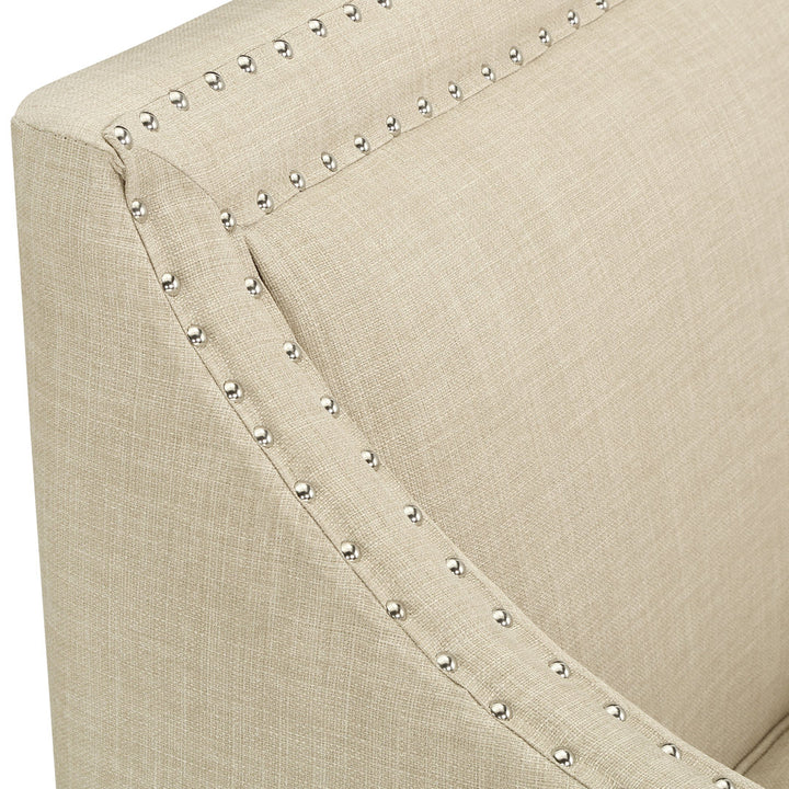 Hilga Erica Accent Armchair With Chrome Nailhead Trim Winston Porter Fabric: Beige Polyester Blend