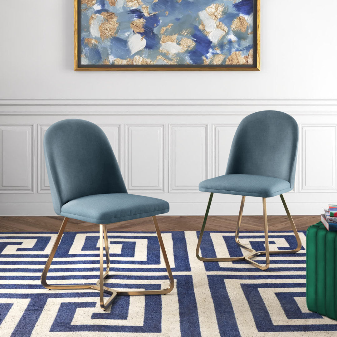 Ainhoa Linen Upholstered Side Chair (Set of 2) Etta Avenue™ Upholstery Color: Blue