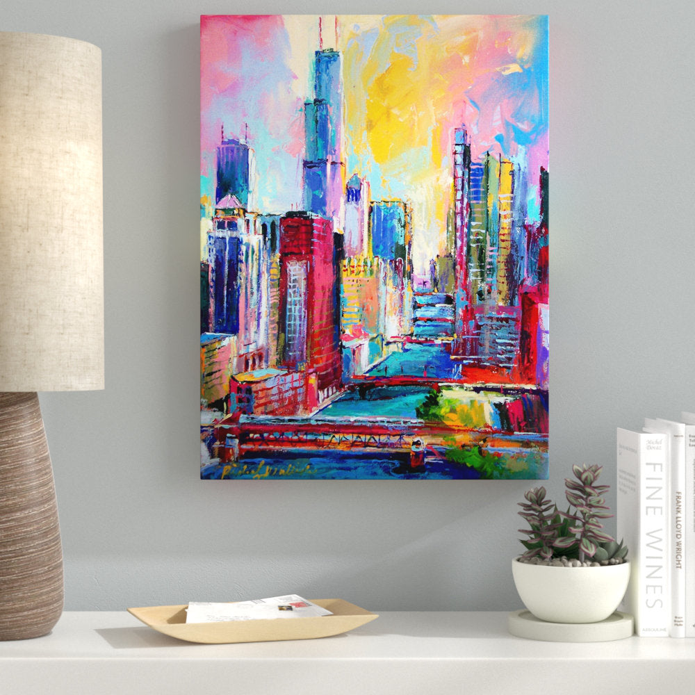 Chicago 3' Painting Print on Wrapped Canvas Ebern Designs Size: 19" H x 14" W x 2" D