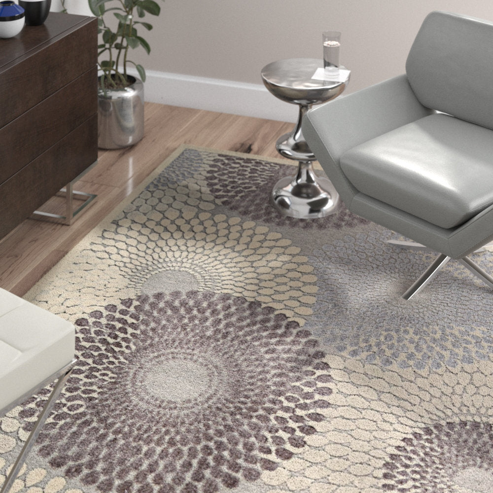 Cangelosi Geometric Gray/Ivory/Brown Area Rug Wade Logan® Rug Size: Rectangle 7'9" x 10'10"