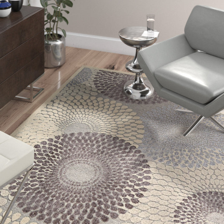 Cangelosi Geometric Gray/Ivory/Brown Area Rug Wade Logan® Rug Size: Rectangle 7'9" x 10'10"