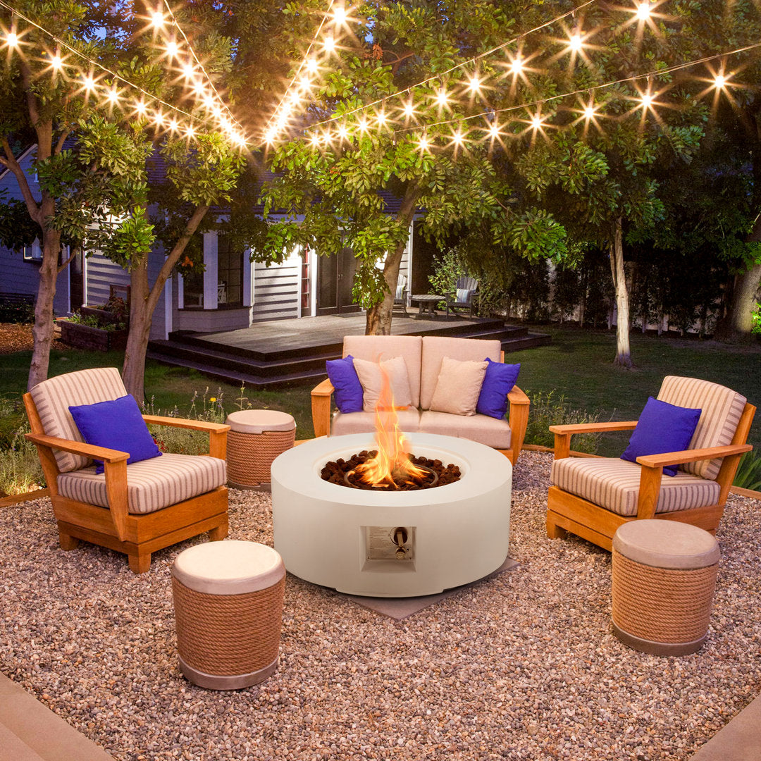 Neeshu Kentaurus 12 H Outdoor Fire Pit, Lava Rocks Arlmont & Co. Finish: White