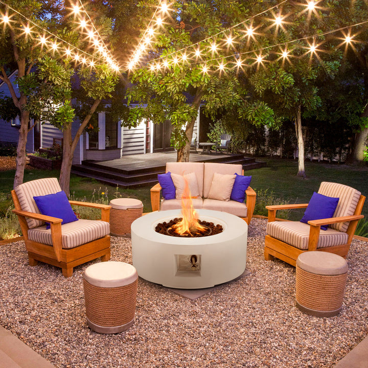 Neeshu Kentaurus 12 H Outdoor Fire Pit, Lava Rocks Arlmont & Co. Finish: White