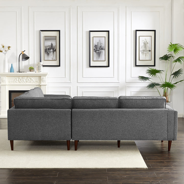 Isaak 105" Wide Symmetrical Corner Etta Avenue™ Fabric: Dark Gray Linen