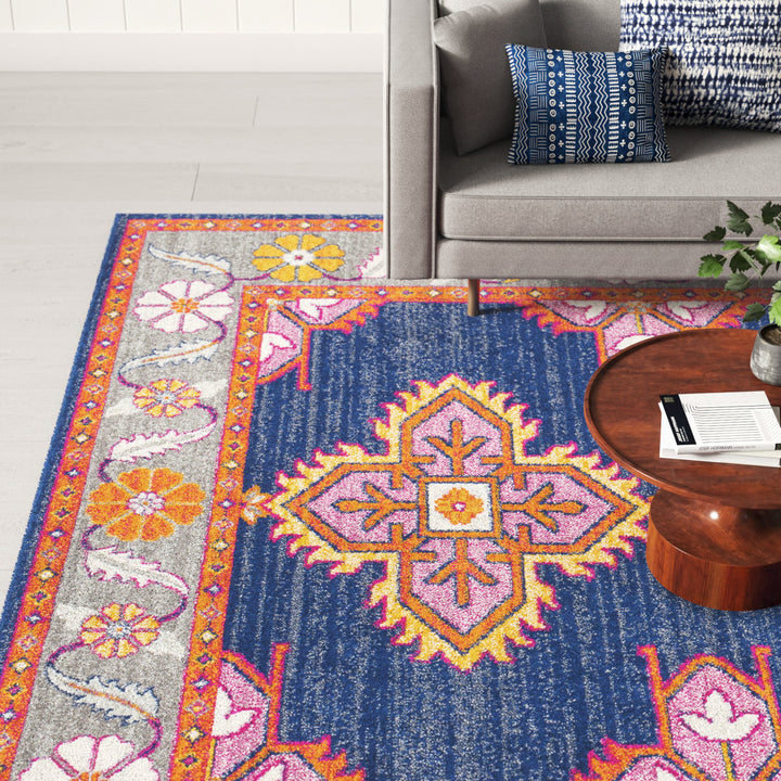 Adelia Oriental Blue/Orange Area Rug Langley Street® Rug Size: Rectangle 9'3" x 12'6"