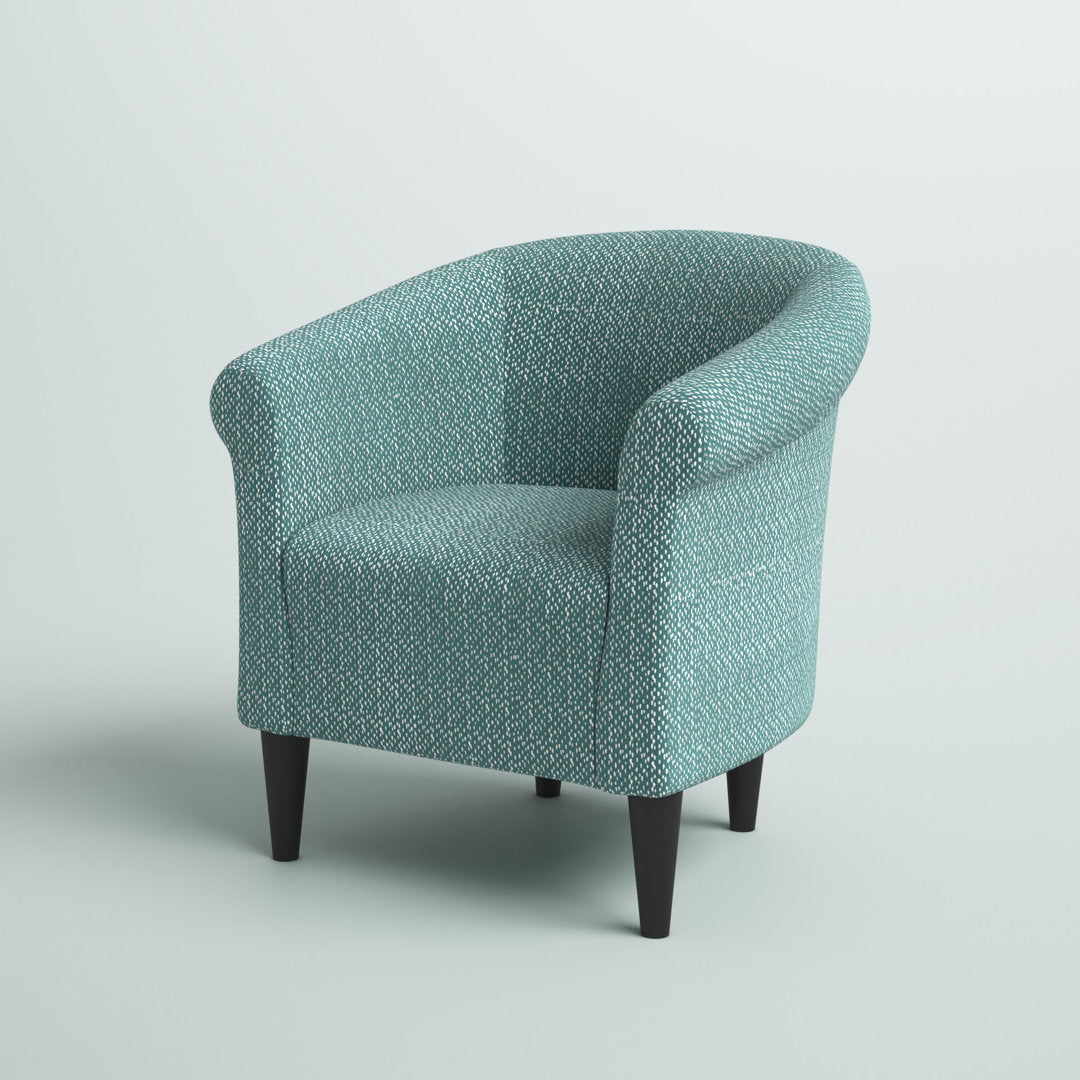 Liam 31.5" W Barrel Chair Zipcode Design™ Fabric OR Leather Type: Light Teal Blue/White Microfiber/Microsuede