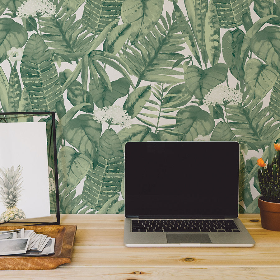 Tropical Peel And Stick Wallpaper Bay Isle Home™ Color: Green