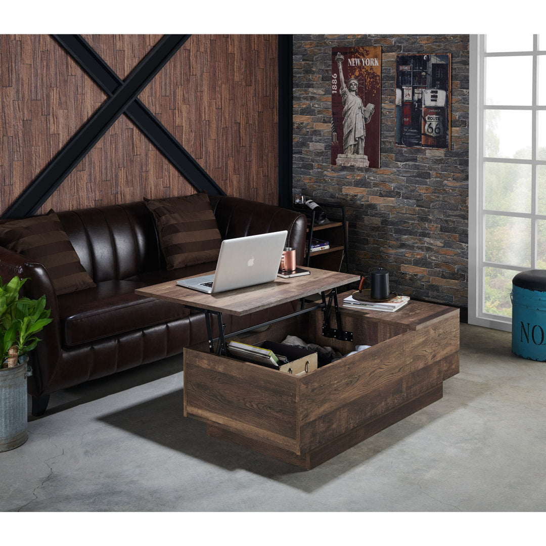 Kianna Lift Top Block Coffee Table with Storage Steelside™ Color: Reclaimed oak