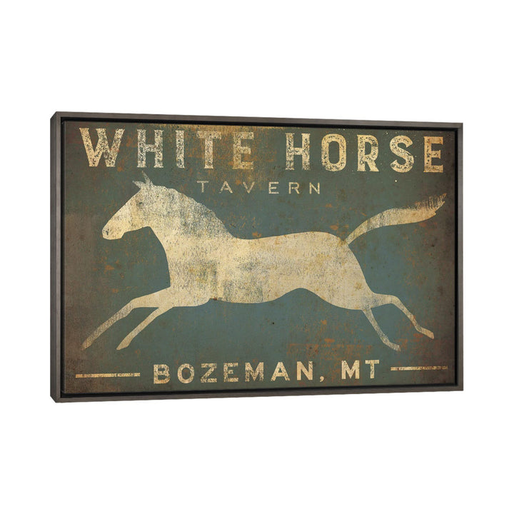 White Horse Tavern Textual Art on Wrapped Canvas East Urban Home Size: 18" H x 26" W x 1.5" D Format: Dark Rustic Wood Framed