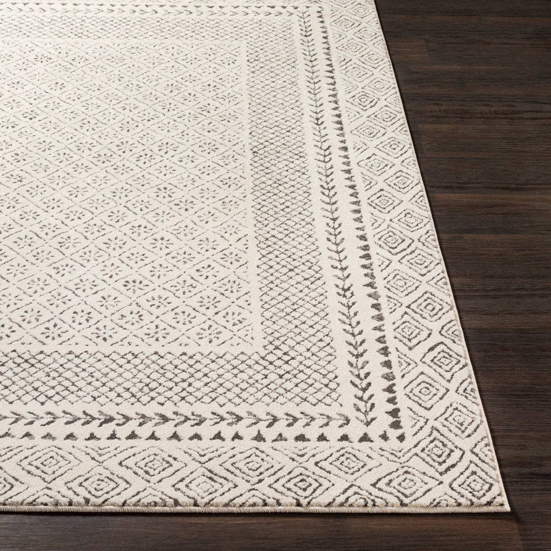 Calvo Light Beige/Charcoal Area Rug Wade Logan® Rug Size: Round 7'10"